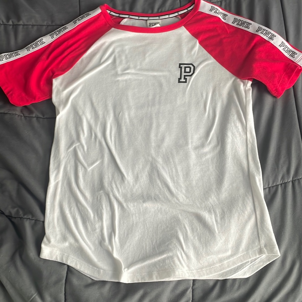 Red and White Victoria’s secret-Pink Tee